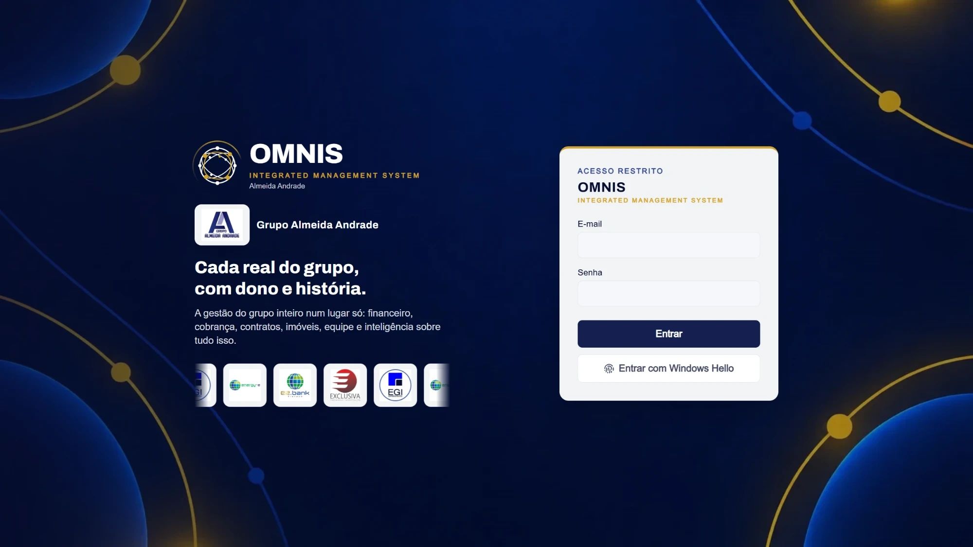 Tela de login do OMNIS